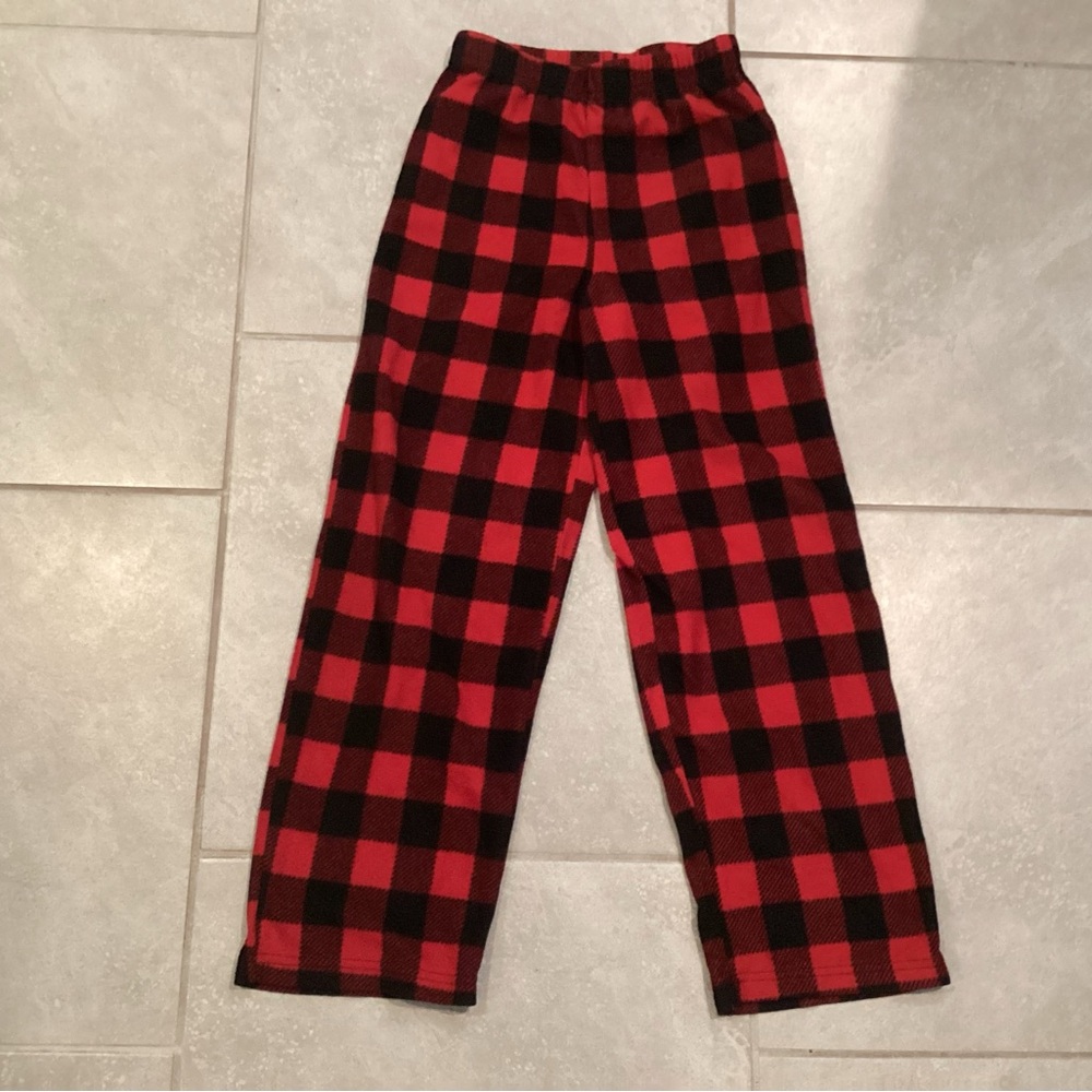Hanes Kids Red and Black Plaid Pajama Bottoms